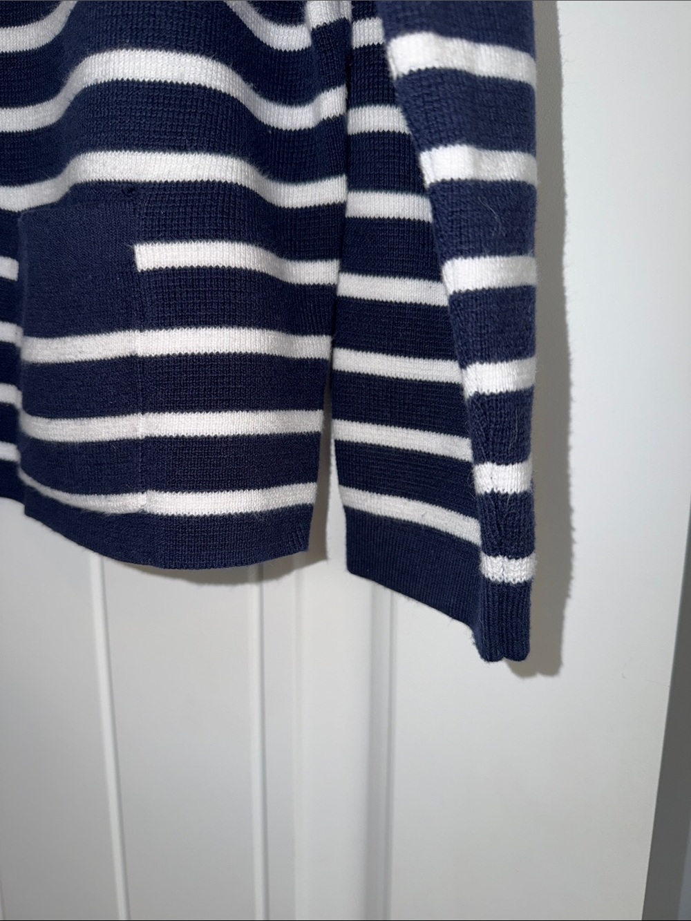 Nine West Navy and White Striped Gold-Button Cardigan - Picture 5 of 6